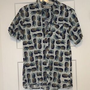 Pineapple Print Casual Shirt - Black and Green